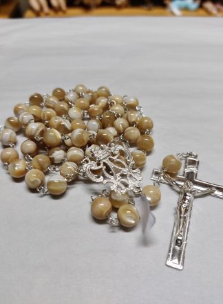 Rosario plata nacar marrón mod.rn8xp